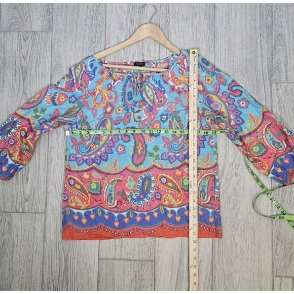 Talbots Top Shirt Women Small Floral Paisley Boho - Picture 6 of 6